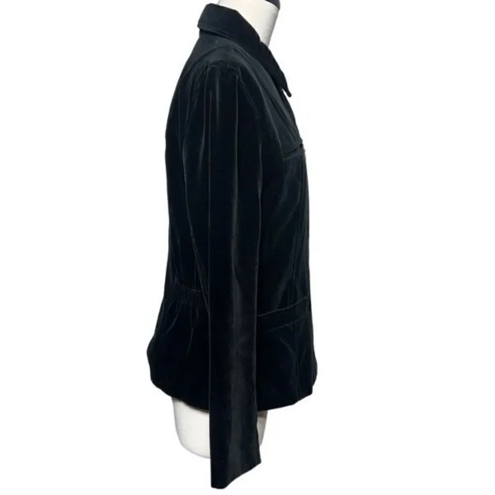 J. McLaughlin Black Velvet Vintage Blazer Jacket Size Small
